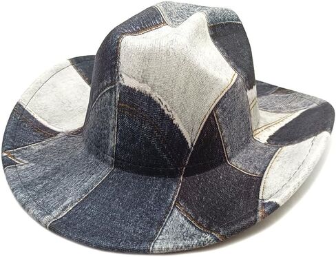Owl's-Yard Unisex Fashion Easy Matching Cowboy Hat Wide Brim British Style Jazz Hat for Couples Denim Bucket Hats in Saudi Arabia