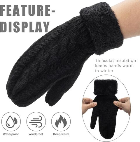 البالغين winter-winter-mittens حراري-غلوفيس الزلاجات متماسكة اللطيف للنساء الطقس البارد in Kuwait