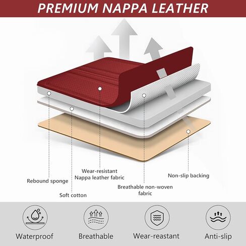 otoez 5Pcs Car Seat Covers Full Set Breatheable and Waterproof Nappa Leather Seat Cover Full Coverage, Universal Automotive Seat Protector for Car Seden SUV Front and Rear Seat Cushion, Red in Kuwait