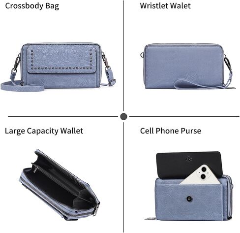 FALAN MULE Crossbody Bags for Women Small Leather Cell Phone Wallet Wristlet Purse with Zip Around 2 Strap in Saudi Arabia