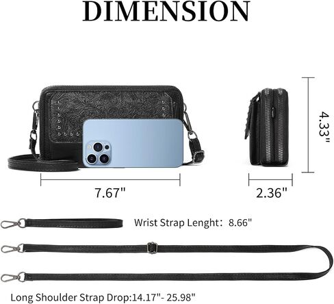FALAN MULE Crossbody Bags for Women Small Leather Cell Phone Wallet Wristlet Purse with Zip Around 2 Strap in Saudi Arabia