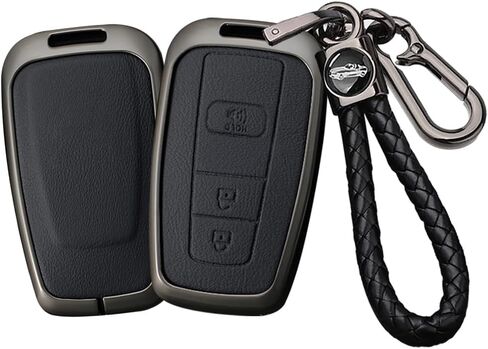 Hibeyo 3 Button Button Key Fob Cover متوافق مع Toyota 4runner 2016-2024 Rav4 Camry Prius Key Leather & Alboy Cover Cover مع Keychians-A Keychain Black in Saudi Arabia