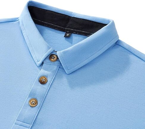 Mens Outdoor Long Sleeve Casual T-Shirt Solid Color Fashion Slim Button Golf Polo Shirt in Saudi Arabia
