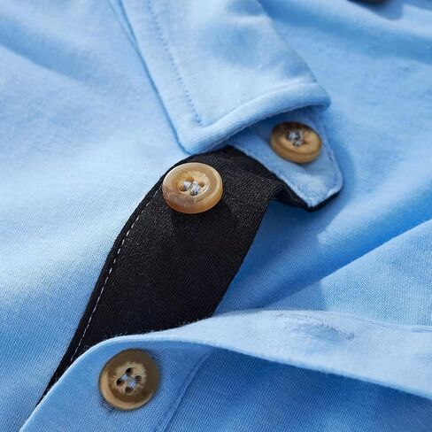 Mens Outdoor Long Sleeve Casual T-Shirt Solid Color Fashion Slim Button Golf Polo Shirt in Saudi Arabia
