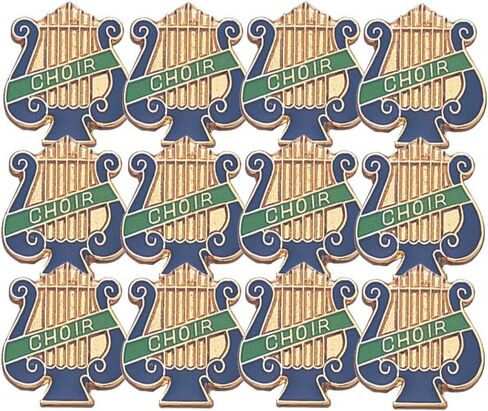1 Inch Orchestra Music Lyre Lapel Pin - Package of 12, Poly Bagged in Saudi Arabia