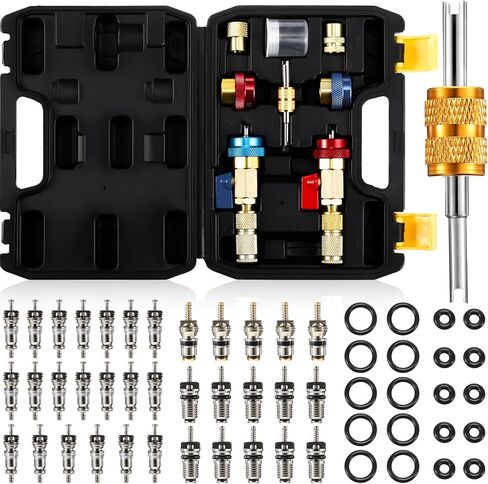 Frienda R134A R1234YF Valve Core Tool, 35 Pieces Air Condition Valve Core A/C R12 R134a R1234YF Refrigeration Schrader Valve Core, 3 Pieces Remover Tool with 20 Pieces O-Ring Rubber Seal for Car in Kuwait
