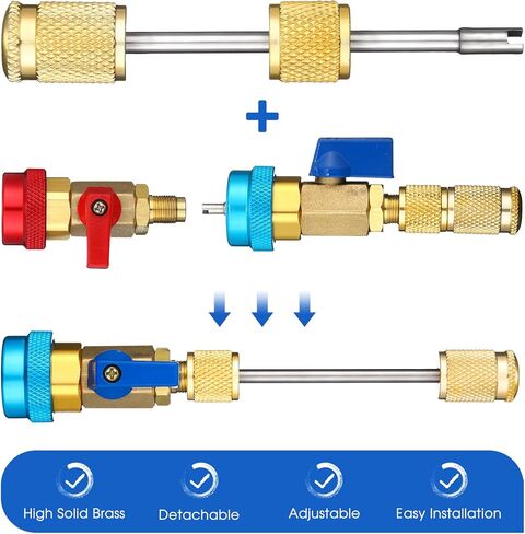 Frienda R134A R1234YF Valve Core Tool, 35 Pieces Air Condition Valve Core A/C R12 R134a R1234YF Refrigeration Schrader Valve Core, 3 Pieces Remover Tool with 20 Pieces O-Ring Rubber Seal for Car in Kuwait