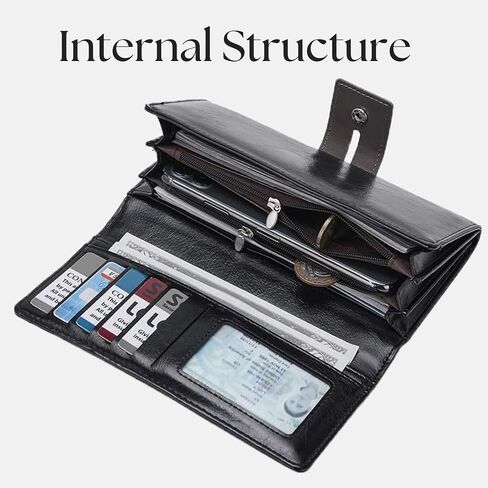 Wallet for Women RFID Blocking Leather Purses Credit Card Holder Ladies Bifold Large Capacity Long Purse in Saudi Arabia