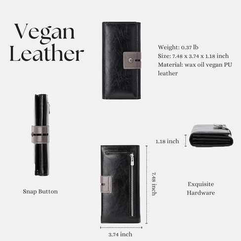 Wallet for Women RFID Blocking Leather Purses Credit Card Holder Ladies Bifold Large Capacity Long Purse in Saudi Arabia