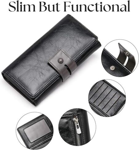 Wallet for Women RFID Blocking Leather Purses Credit Card Holder Ladies Bifold Large Capacity Long Purse in Saudi Arabia
