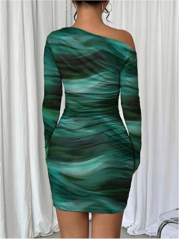 SOLY HUX Women's Sexy Off the Cooder Bodycon Mini Tie Tie Dye Long Long Ruched Dresses Dresses Dresses in Saudi Arabia