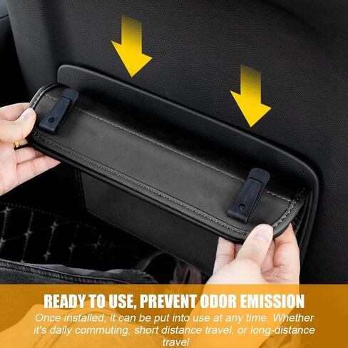 BELOMI Car Trash Can, Leather Foldable Vehicle Seat Hanging Dustbin Container, Multi-Function Automotive Interior Garbage Storage Organizer Holder Bag Accessories, Universal Fit (Black) in Saudi Arabia