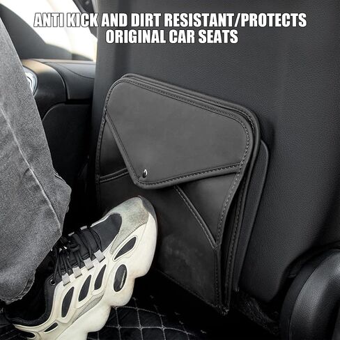 BELOMI Car Trash Can, Leather Foldable Vehicle Seat Hanging Dustbin Container, Multi-Function Automotive Interior Garbage Storage Organizer Holder Bag Accessories, Universal Fit (Black) in Saudi Arabia