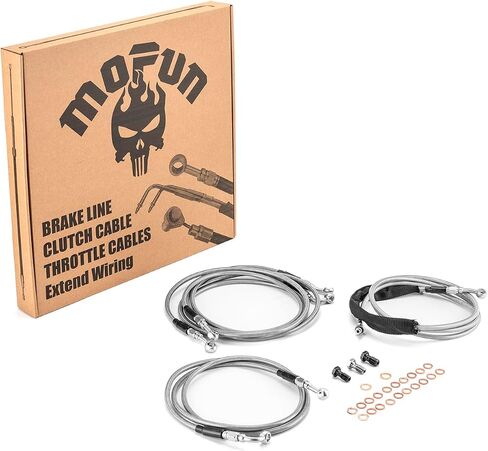 Mofun Extended Length ABS Hydraulic Front Brake Line and Hydraulic Clutch Cable Kit Compatible with Harley Touring Electra Street Road Glide 2014 2015 2016, Fit 12" -14" Handlebar Black in Saudi Arabia