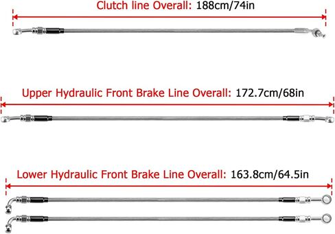 Mofun Extended Length ABS Hydraulic Front Brake Line and Hydraulic Clutch Cable Kit Compatible with Harley Touring Electra Street Road Glide 2014 2015 2016, Fit 12" -14" Handlebar Black in Saudi Arabia