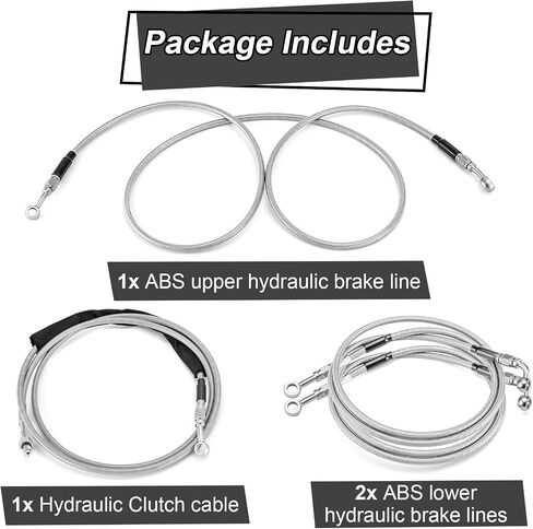 Mofun Extended Length ABS Hydraulic Front Brake Line and Hydraulic Clutch Cable Kit Compatible with Harley Touring Electra Street Road Glide 2014 2015 2016, Fit 12" -14" Handlebar Black in Saudi Arabia