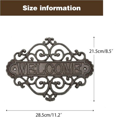 Sungmor Vintage Cast Iron Flower Shape Wall Mount Welcome Sign | Wall Decor Welcome Tag | House Plaque Garden Bar Cafe Store Gate Door Sign Wall Mount Decoration in Kuwait
