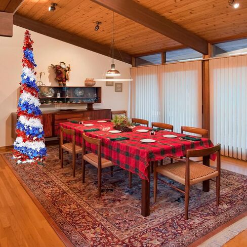 5Ft Pop up Christmas Tree 4th of July Patriotic Decorations Tree, Artificial Collapsible Star Sequins Christmas Tree for Indoor Outdoor Independence Day Red White and Blue Decorations in Kuwait