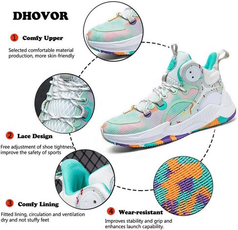 DHOVOR Womens Basketball Shoes Teenager Basketball Sneakers Non Slip Basketball Trainers Sports Shoes for Women Indoor and Outdoor in Saudi Arabia
