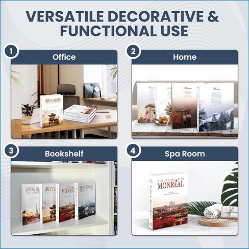 Home Decor Books - Coffee Table Decorative Books - Set of 4 Fake Books for Home Decoration - 4 Seasons Travel Theme Decor Books - Large Size Gift Package - Hardcover Storage Books in Saudi Arabia