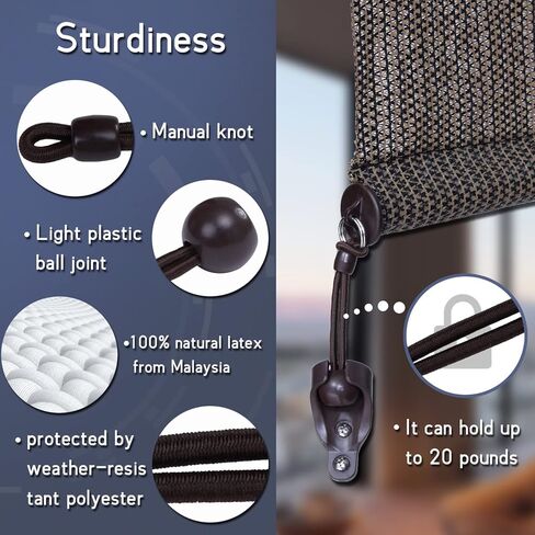 Universal Sunshade Replacement kit Bungee Jumping kit, Sunshade Strap, Weather Resistance, Compatible with Coolaroo Exterior Roller Blinds, Outdoor louvers, and Outdoor Roller Blinds in Kuwait