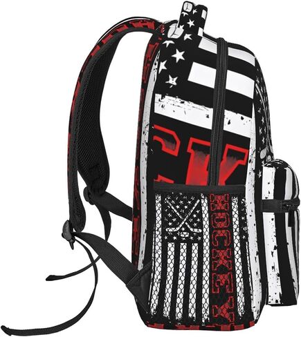 Hockey Stick American Flag Laptop Backpacks Double Shoulder Laptop Pack Bag Daypack Back Pack Bags Rucksack Computer Bag with Side Pockets Front Zipper Pockets For Commutes Travel in Kuwait