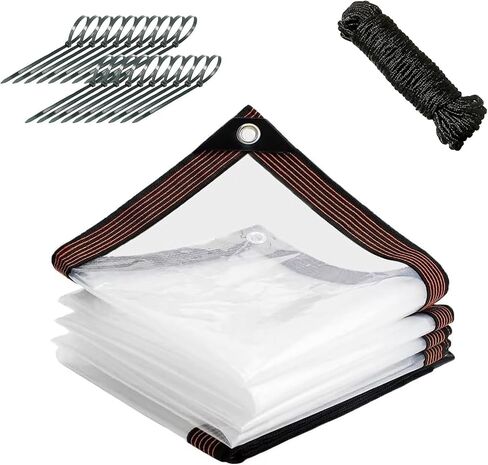 WOVTE 10x12 FT Clear Tarp Heavy Duty Waterproof, Clear Tarps with Grommets, Clear Plastic Tarp with Reinforced Edge for Patio, Garden, Greenhouse, Chicken Coop-Transparent Tarpulin in Saudi Arabia