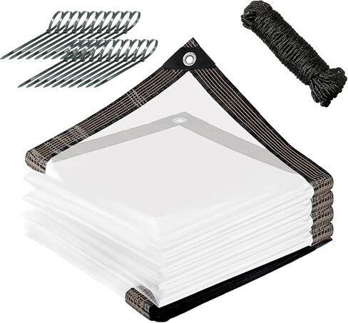 WOVTE 10x12 FT Clear Tarp Heavy Duty Waterproof, Clear Tarps with Grommets, Clear Plastic Tarp with Reinforced Edge for Patio, Garden, Greenhouse, Chicken Coop-Transparent Tarpulin in Saudi Arabia