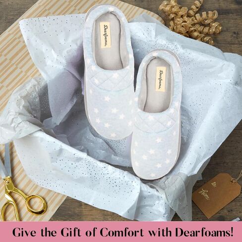 Dearfoams Women's Darcy Microfiber Velour Quilted Clog Slippers, Peacoat, Large 9-10 in Kuwait