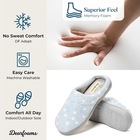 Dearfoams Women's Darcy Microfiber Velour Quilted Clog Slippers, Peacoat, Large 9-10 in Kuwait