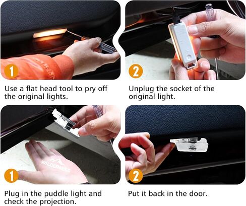 Car Door Light Logo Projector for Subaru Wilderness Outback Forester Legacy Ascent Accessories, Ghost Shadow Welcome LED Puddle Lights (Wilderness Orange) in Kuwait