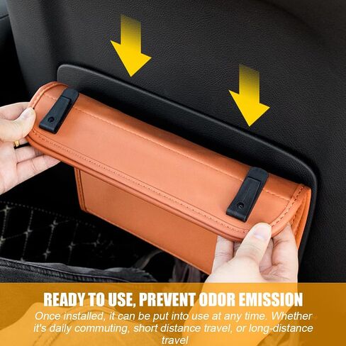 BELOMI Car Trash Can, Leather Foldable Vehicle Seat Hanging Dustbin Container, Multi-Function Automotive Interior Garbage Storage Organizer Holder Bag Accessories, Universal Fit (Black) in Saudi Arabia