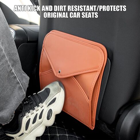 BELOMI Car Trash Can, Leather Foldable Vehicle Seat Hanging Dustbin Container, Multi-Function Automotive Interior Garbage Storage Organizer Holder Bag Accessories, Universal Fit (Black) in Saudi Arabia
