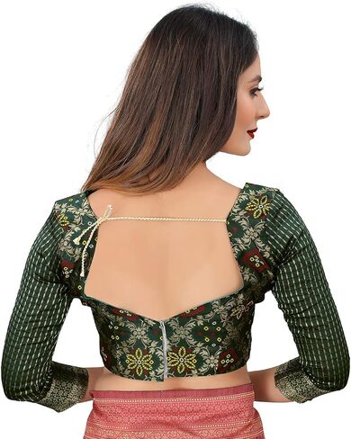 Women's Jacquard Cotton Silk Blend Banarasi Bandhani Fusion Style Woven Saree with Unstitched Blouse Piece in Saudi Arabia