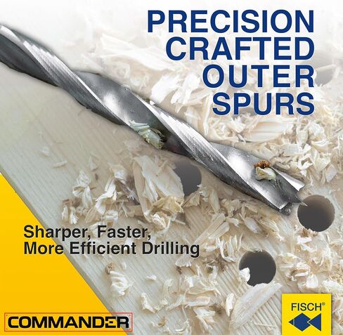 Fisch Brad Point Drill Bits (6mm x 93mm) - Premium Drill Bits for Soft, Hard, Veneered and Laminated Wood, MDF and Acrylic Glass - Beveled Edge for Fast, Easy Cutting - FSF-003977 - Made in Austria in Saudi Arabia
