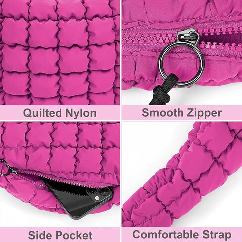 Quilted Puffer Crossbody Bag Lightweight Nylon Puffer Tote Bag Puffy Shoulder Bag Carryall Hobo Bags for Women in Saudi Arabia