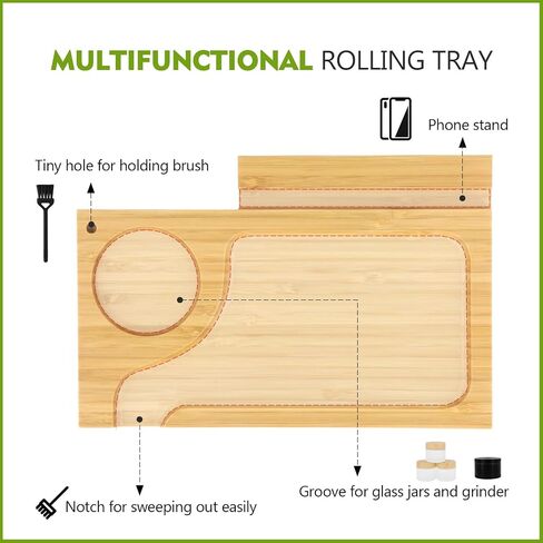 Premium Large Bamboo Storage Box with Combination Lock, Smell Proof & Removable Tray - Includes Rolling Tray, Glass Jars & Accessories for Home Decor & Organizing in Saudi Arabia