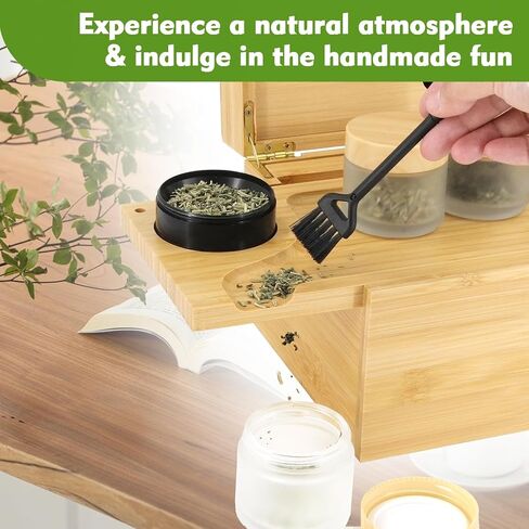 Premium Large Bamboo Storage Box with Combination Lock, Smell Proof & Removable Tray - Includes Rolling Tray, Glass Jars & Accessories for Home Decor & Organizing in Saudi Arabia