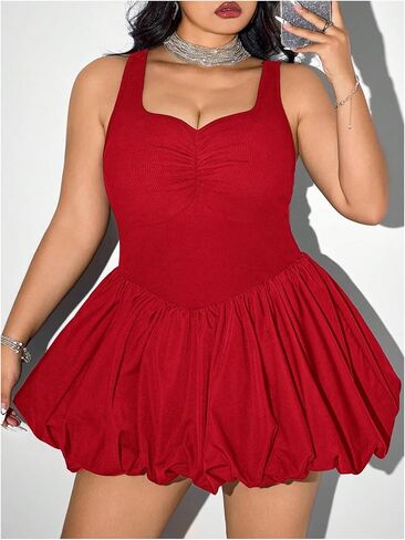 Milumia Women's Plus Size Ruched Bubble Mini Dress Sleeveless A Line Party Club Short Dresses in Saudi Arabia