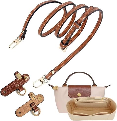 2-Pack Mini Bag Strap Kit Compatible with Longchamp, Organizer Compatible with Longchamp Bag, Punch-Free Adjustable Buckle Strap Design, Multi-Pocket Felt Handbag Organizer(0.9CM) in Saudi Arabia