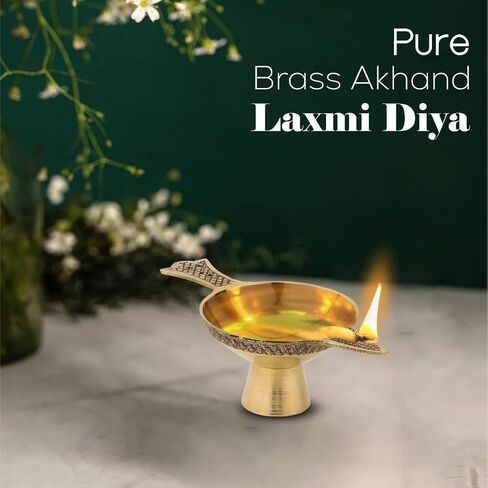 النحاس Akhand Laxmi Deepak Pital Diya /Deepak for Arti Puja - ديكور عناصر للمنزل ديكور Office Temple Pooja Decords (Pack of 2 Brass Akhand Diya) in Kuwait
