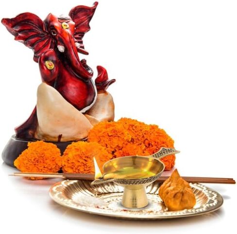 النحاس Akhand Laxmi Deepak Pital Diya /Deepak for Arti Puja - ديكور عناصر للمنزل ديكور Office Temple Pooja Decords (Pack of 2 Brass Akhand Diya) in Kuwait