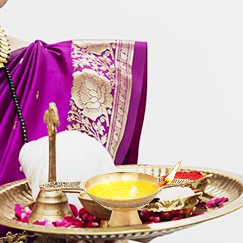 النحاس Akhand Laxmi Deepak Pital Diya /Deepak for Arti Puja - ديكور عناصر للمنزل ديكور Office Temple Pooja Decords (Pack of 2 Brass Akhand Diya) in Kuwait