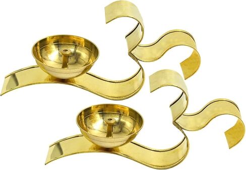 Brass Akhand Laxmi Deepak Pital Diya /Deepak for Arti Puja - Decoration Items for Home Decor Office Temple Pooja Decor Gifts ( Pack of 2 Brass Akhand Diya) in Saudi Arabia