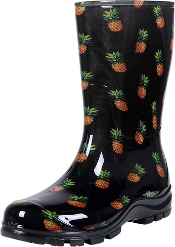 Asgard Women's Mid Calf Rain Boots Short Rubber Boots Waterproof Garden Shoes for Ladies Starry Blue Size 10 in Saudi Arabia