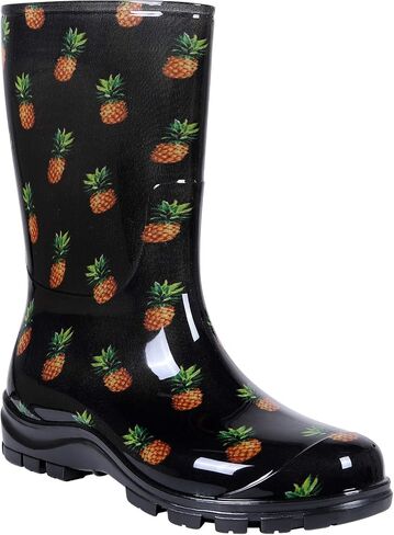 Asgard Women's Mid Calf Rain Boots Short Rubber Boots Waterproof Garden Shoes for Ladies Starry Blue Size 10 in Saudi Arabia