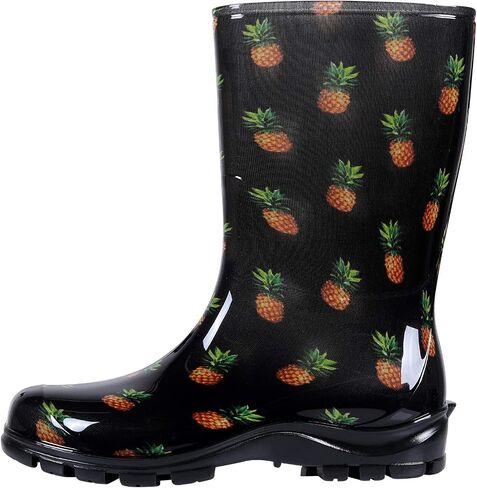 Asgard Women's Mid Calf Rain Boots Short Rubber Boots Waterproof Garden Shoes for Ladies Starry Blue Size 10 in Saudi Arabia