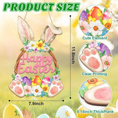 Wooden Spring Decoration Door Wreath for Front Door Sign Wall Signs, Hollow Flower Wreath Sign Hello Spring Welcome Hanging for Home Wall Decor Party Outdoor indoor Supply Easter Decoration in Saudi Arabia