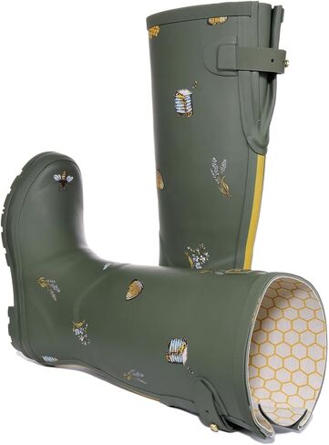 Joules Women's Knee-High Boots Rain, Khaki Bee, 9 in Saudi Arabia
