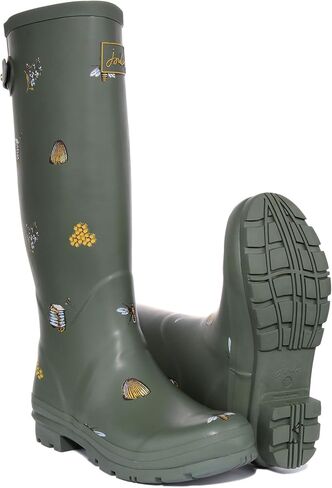 Joules Women's Knee-High Boots Rain, Khaki Bee, 9 in Saudi Arabia
